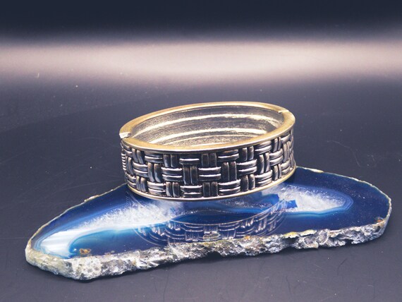 Cross hatch basket weave silver patterned bangle.… - image 3