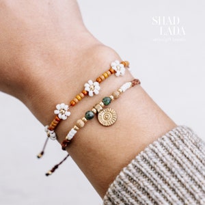 Makramee Armband WHITE SUN • verschiedene Farben • Perlenarmband, zierliches Armband, farbiges Perlenarmband