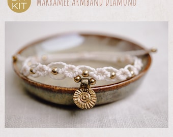 DIY KIT Makramee Armband DIAMOND • wähle deine Wunschfarbe • Makramee Set | Makramee lernen | Anleitung zum Knüpfen | Bastelset
