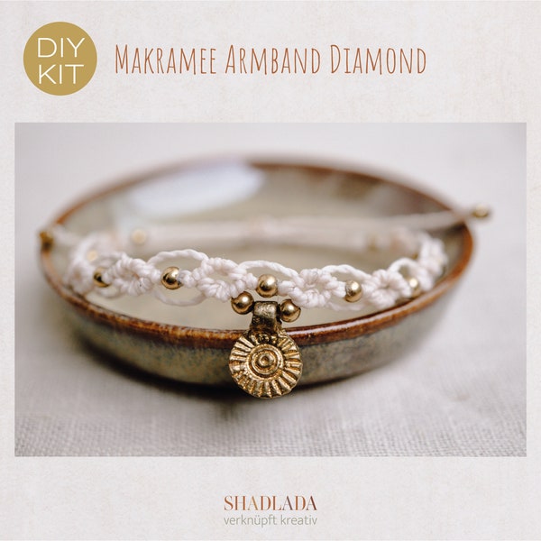 DIY KIT Makramee Armband DIAMOND • wähle deine Wunschfarbe • Makramee Set | Makramee lernen | Anleitung zum Knüpfen | Bastelset