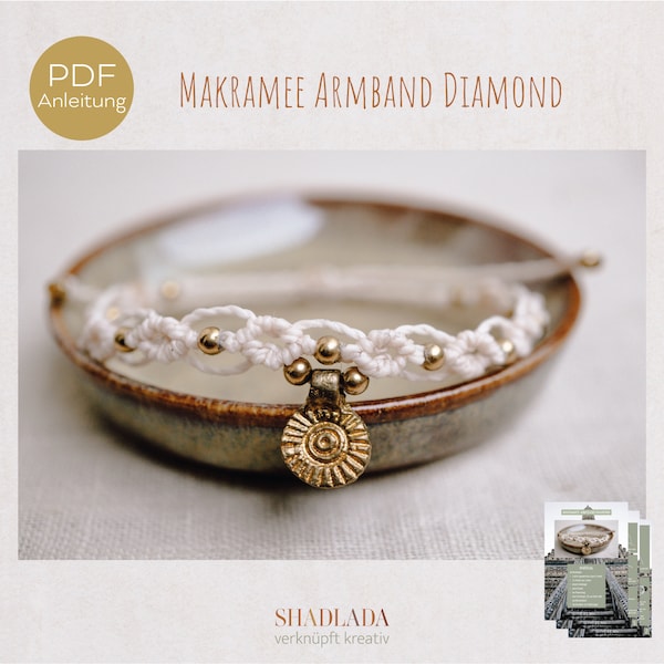 Makramee Armband DIAMOND •  PDF Anleitung • digitaler Download • DIY • Makramee Schmuck selber Knüpfen |deutsch | german |