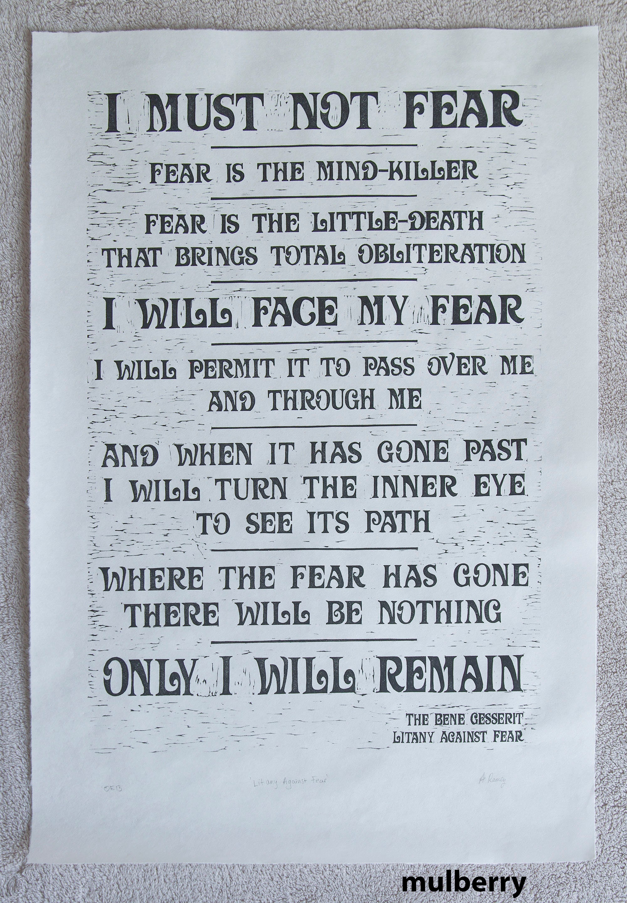 Litany Against Fear | Etsy