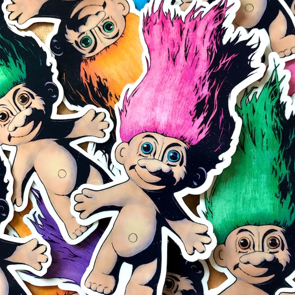 Troll Stickers, Troll Doll, Trollz, Laptop Sticker, Toy Art, Retro Toy, Vinyl stickers, handmade