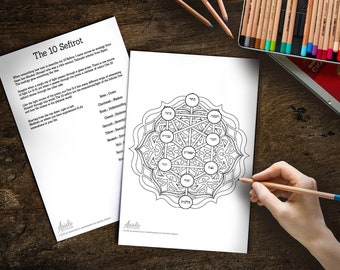 Printable Jewish Art - 10 Sefirot - Adult Coloring Book Page