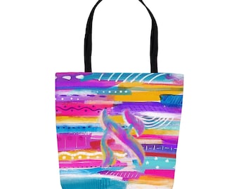Colorful Jewish Hebrew Tote Bag