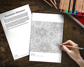 Printable Jewish Art - Visualization Mandala Pattern  - Adult Coloring Book Page Hannukah