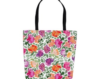 Watercolor Peonies Tote Bag