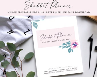 Shabbat Planner Printable PDF Instant Download