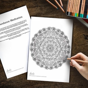 Printable Jewish Art - Mandala for Abundance  - Adult Coloring Book Page Hannukah