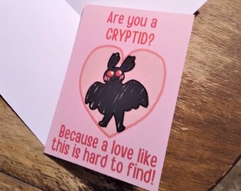 Mothman Valentines Day Cards - Cryptid Holiday greeting cards (5 x 7 inches)