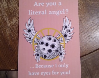 Horrific Angel Valentines Day Cards - Googly eyes valentine's greeting cards (5 x 7 inches)