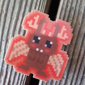 Winged Jackaope or  Wolpertinger pin- Monster Pixel Art Pin - handmade plastic cryptid monster pinback pins