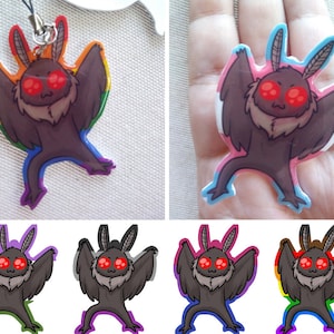 LGBTQ Mothman Charm and Pin -  Plastic charm, keychain or pinback pins - Gay, Lesbian, Bisexual, Trans, Asexual, Pansexual, Nonbinary, etc.