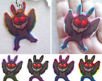 LGBTQ Mothman Charm or Pin -  Plastic phone charms, pins or keychains - Gay, Lesbian, Bisexual, Trans, Asexual, Pansexual, Nonbinary, etc.