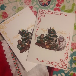 Tarjeta de Navidad Cryptid - Mothman, Bigfoot, Yeti, Alien, Jackalope Tarjeta de felicitación navideña (7 x 5 pulgadas)