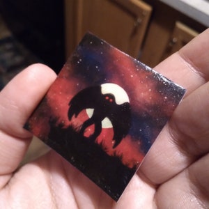 Mothman taking flight pin (1.25 inches wide) - Cryptid pinback pin