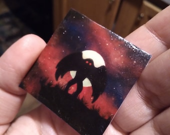 Mothman taking flight pin (1.25 inches wide) - Cryptid pinback pin