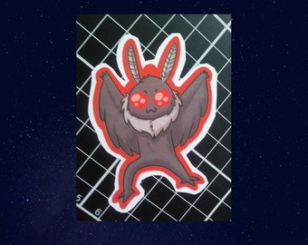 Cute Mothman Sticker -  Cryptid vinyl paper sticker of moth man, hand cut, 3 inches tall