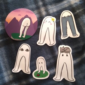 Fresno Nightcrawler Sticker Set - 6 Cute cryptid handcut vinyl stickers - Walking Pants Sticker
