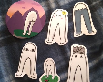Fresno Nightcrawler Sticker Set - 6 Cute cryptid handcut vinyl stickers - Walking Pants Sticker