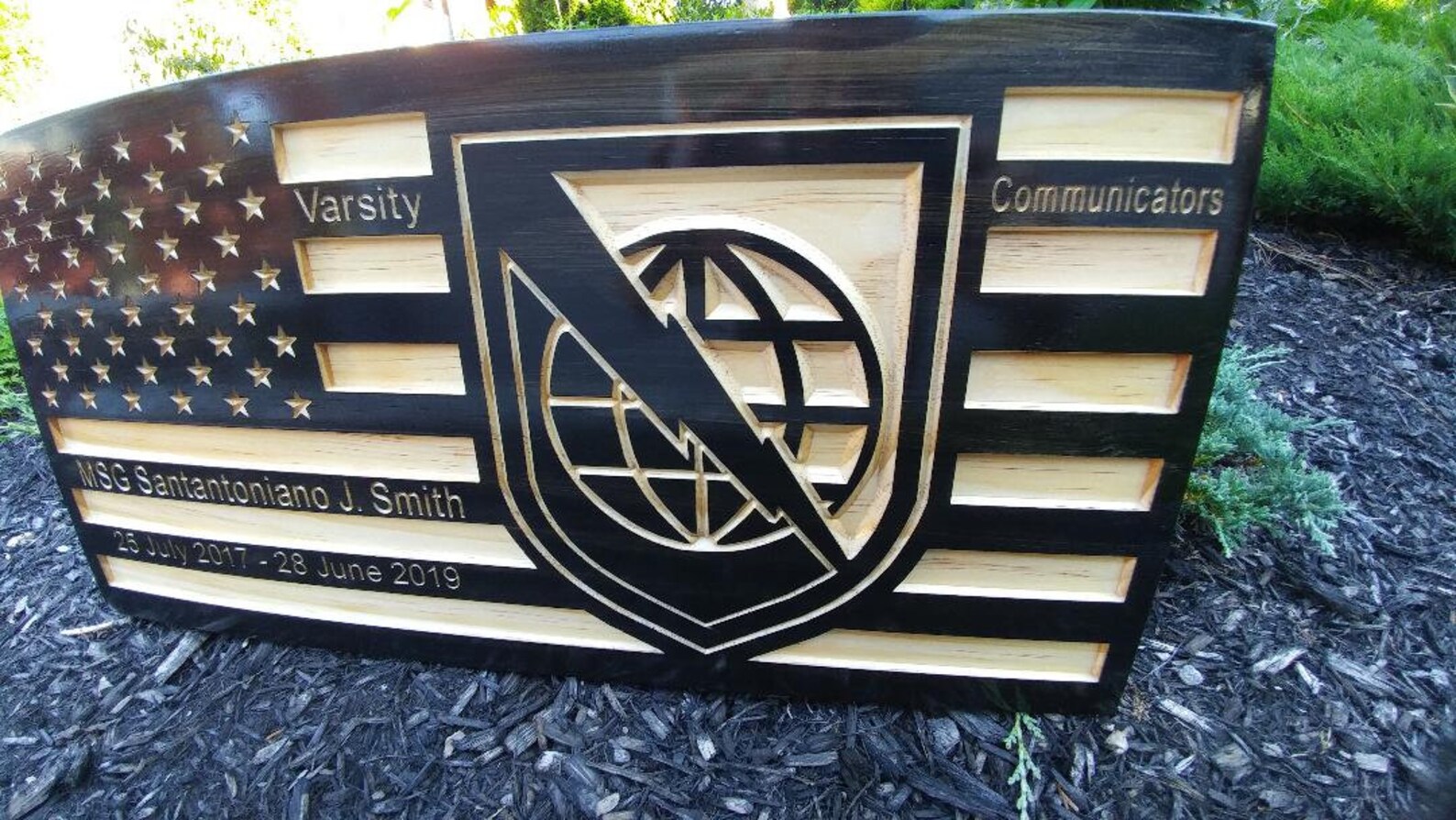 US Army Netcom Flag Engraved Sign Wooden Flag Army Flag Etsy