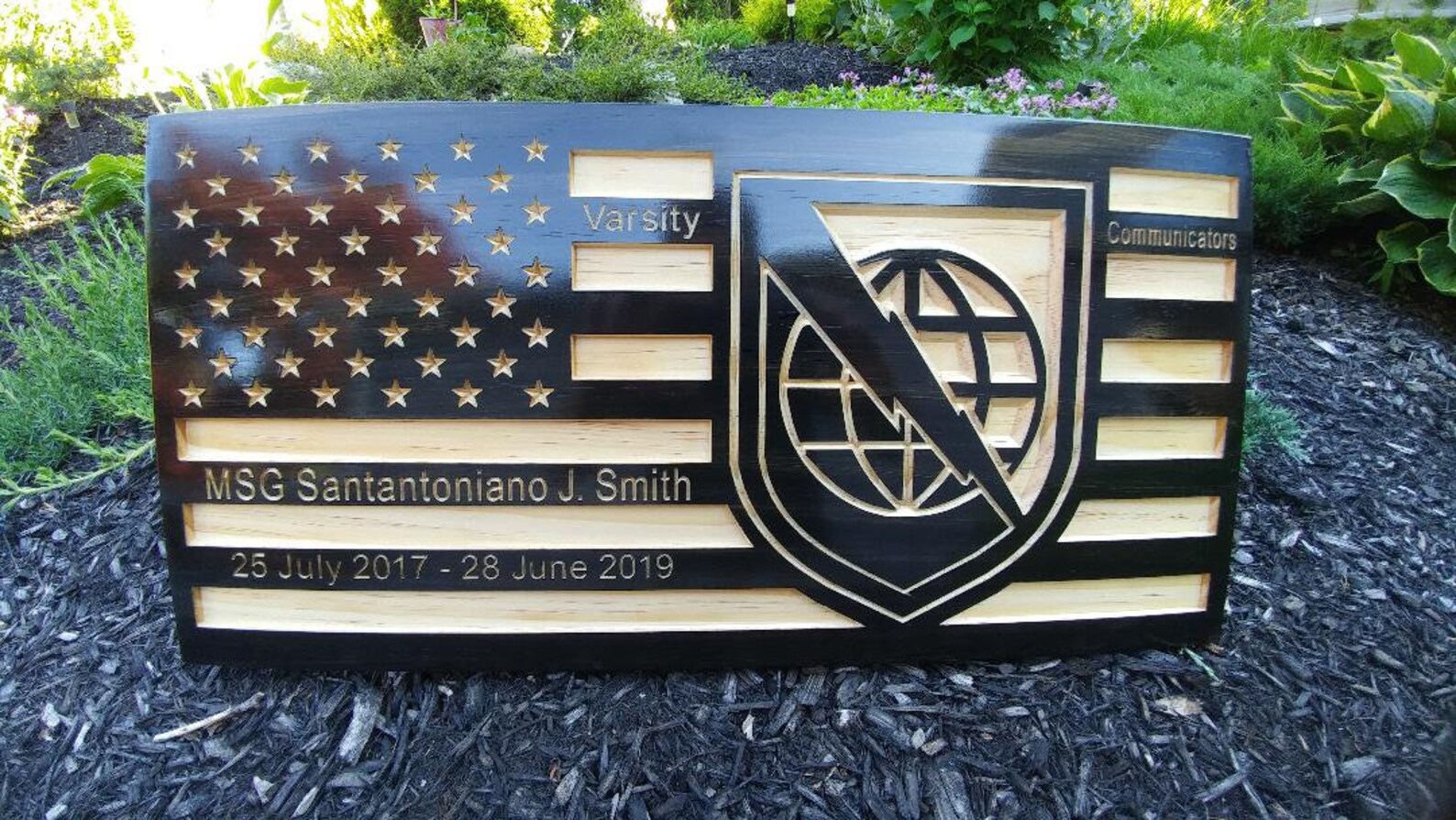 US Army Netcom Flag Engraved Sign Wooden Flag Army Flag Etsy