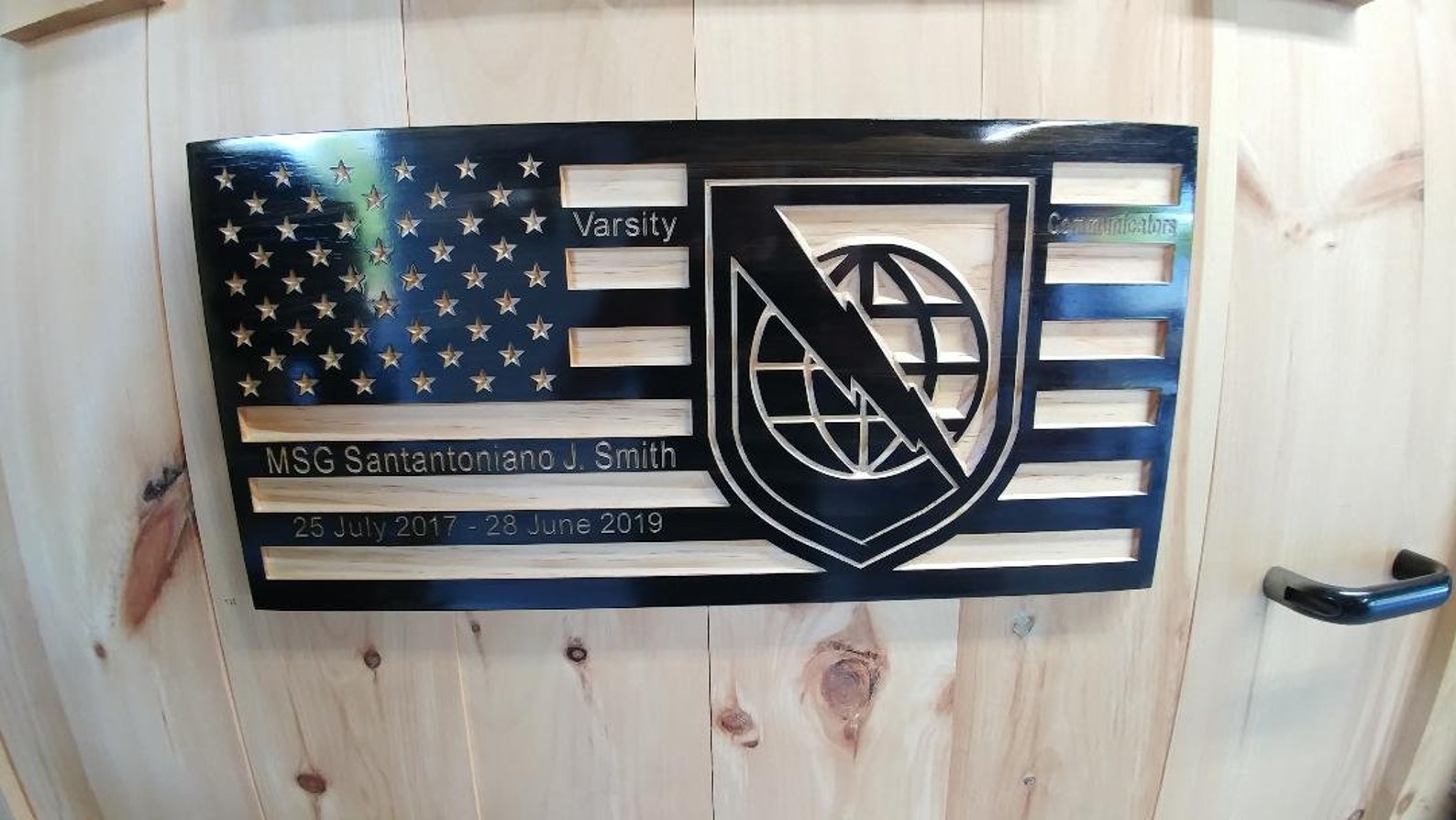 US Army Netcom Flag Engraved Sign Wooden Flag Army Flag Etsy
