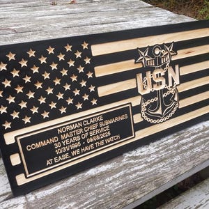US Navy Master Chief Flag, Sign, US Navy Gift, Master Chief, Engraved ...