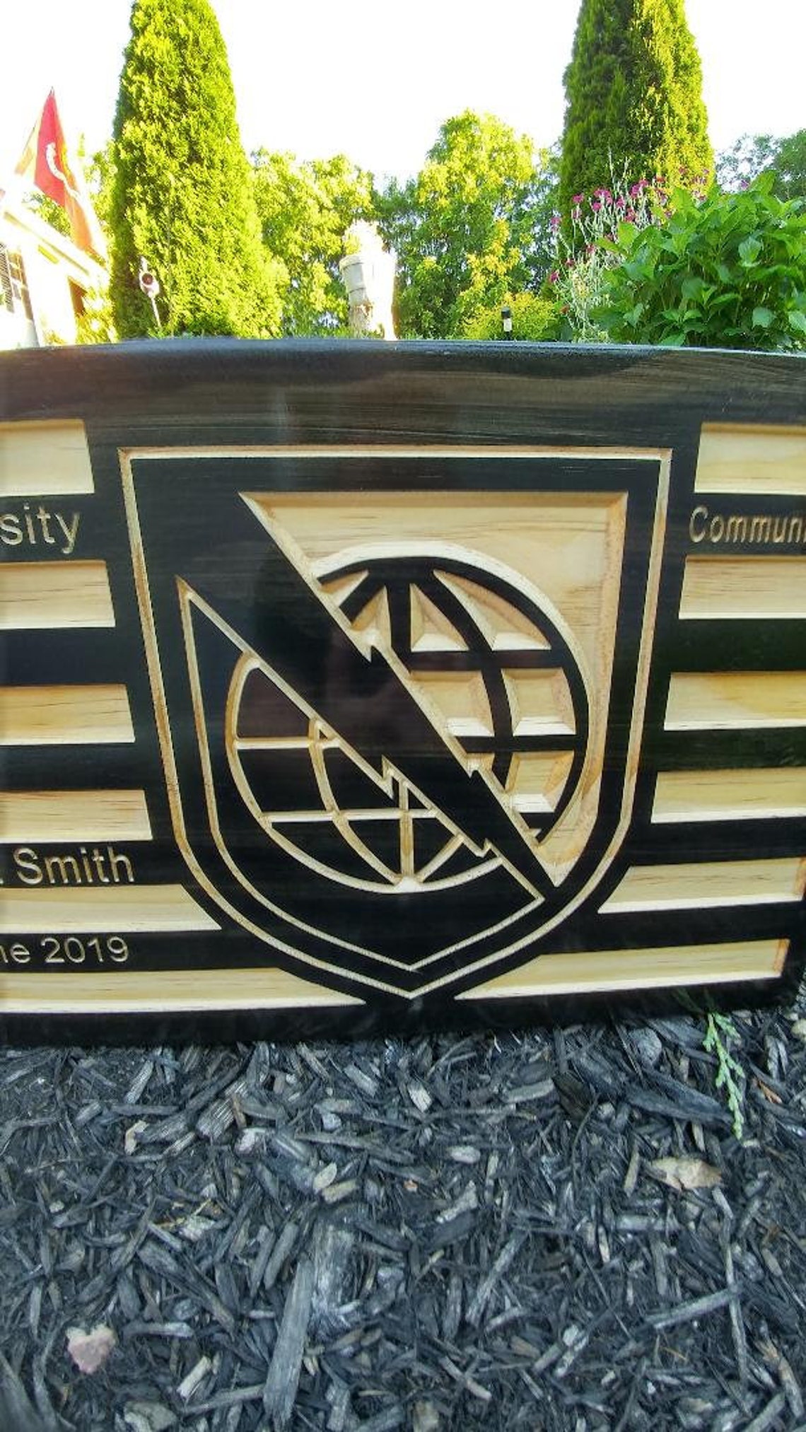 US Army Netcom Flag Engraved Sign Wooden Flag Army Flag Etsy