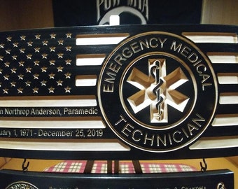 Personalized EMT Flag, EMT gift, Emergency Medical Technician, Sign, Flag, wooden sign, first responder, Medical Technician gift, Medical