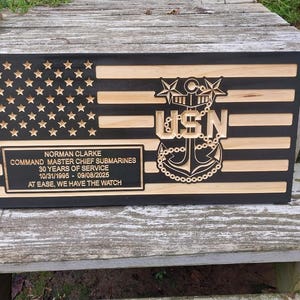 US Navy Master Chief Flag, Sign, US Navy Gift, Master Chief, Engraved ...