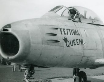 Vintage Photo, Man in Airplane, Festival Queen M22