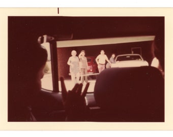 Window View ~ Vintage Photo ~ Shadow Figure Waving Goodbye from Car Interior ~ Vintage Snapshot GR13