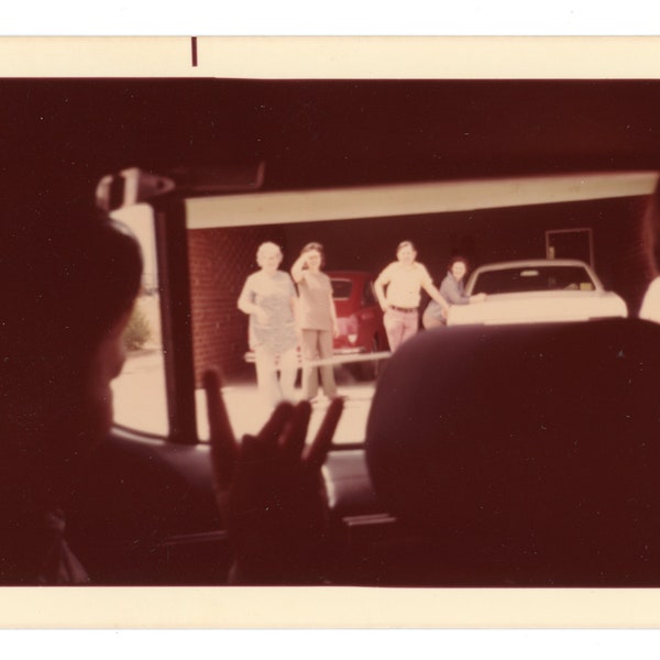 Window View ~ Vintage Photo ~ Shadow Figure Waving Goodbye from Car Interior ~ Vintage Snapshot GR13