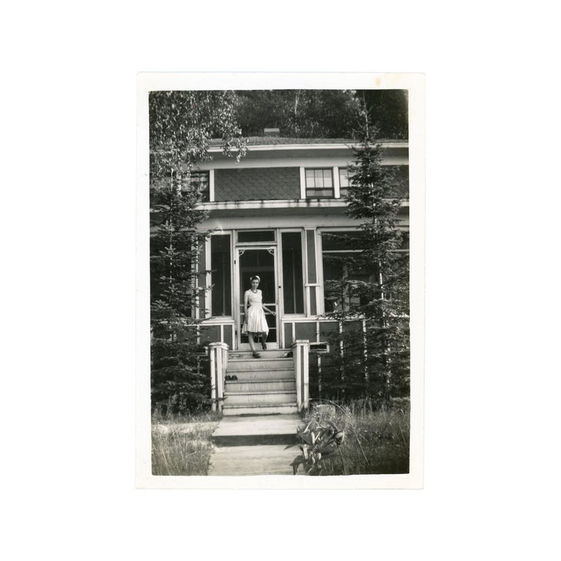 Vintage Snapshot ~ Woman Standing on the House Front Porch ~ 1940s ...
