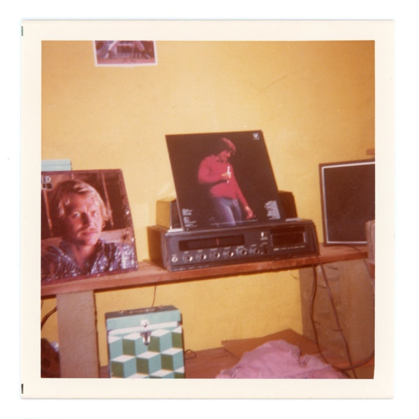 David Soul and Freddie Prinze ~ Vintage Photo ~ Music Albums and Record Player ~ Still Life Vintage Snapshot O14