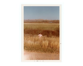 Potty Break ~ Vintage Photo ~ Woman with Hands on Hips in Field on the Roadside ~ Vintage Snapshot S53