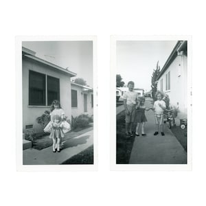 Play Pal ~ 2 Vintage Snapshots ~ Little Girl and her Patty Playpal Walking Doll ~ Vintage Photos G11