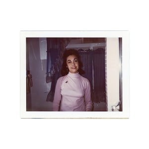 Vintage Polaroid Photo: Portrait of Woman in Pink ~ Old Snapshot S32