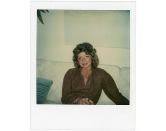 Blue Eyeshadow ~ Vintage Polaroid Photo ~ Woman with Far Away Look ~ Vintage Snapshot S37