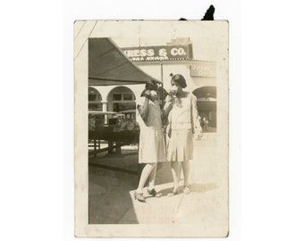 Drinking ~ Vintage Snapshot ~ Black Women in Drop Waist Dresses with Mugs ~ Vintage Photo W21