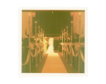 Vintage Photo: Couple Illuminated at the Wedding Altar ~ 1970s Snapshot C17