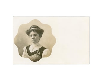 Wynona Rusch, RPPC: Edwardian Woman, Early 1900s Photo Postcard S36