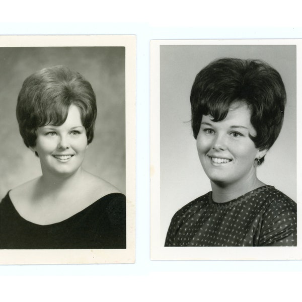 Dale Pless ~ 2 Id'd Vintage Photos ~ Young Woman with Bouffant Hairdo in School Photos ~ Vintage Snapshots ~ Florida S15