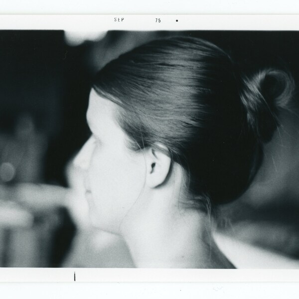 All About the Hair ~ 1970s Vintage Snapshot ~ Profile of Faceless Woman Sporting a Bun ~ Vintage Photo S26