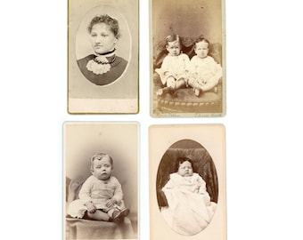 4 CDV identifiés ~ Park Dillon et sa famille de l'Ohio ~ Bonne note ~ Carte de visite Id ~ Photos anciennes