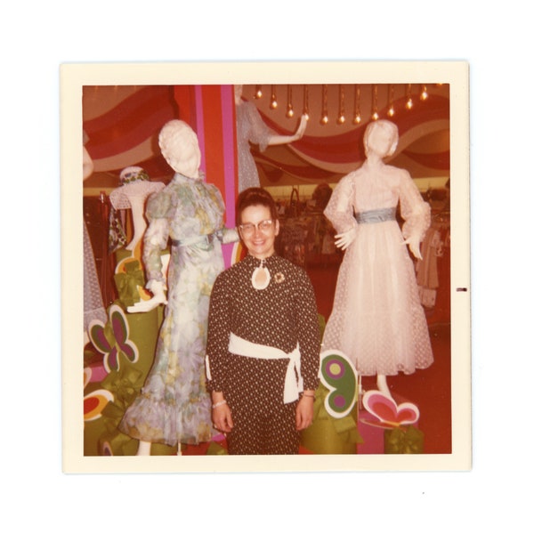 Shop Girl ~ Vintage Photo ~ Woman in front of Mannequin Store Display ~ Vintage Snapshot S13