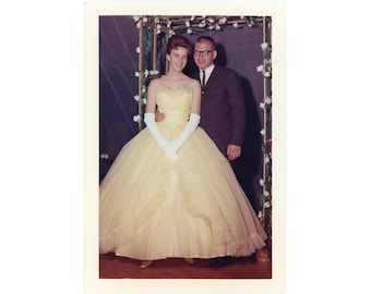 Yellow ~ Vintage Photo ~ Young Couple at Formal ~ Vintage Snapshot C4