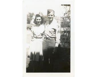 Vintage Photo: Military Uniform Couple, 1940s Snapshot C15