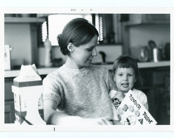 Romper Room ~ Vintage Snapshot ~ Woman and Child Reading a Book ~ Vintage Photo WAC6